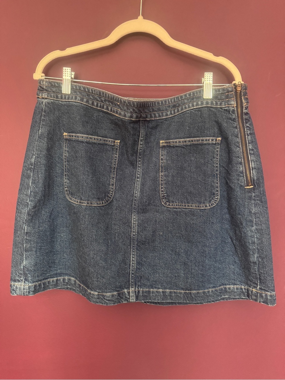 LOFT Dark Blue Denim Mini Skirt with Front Pockets